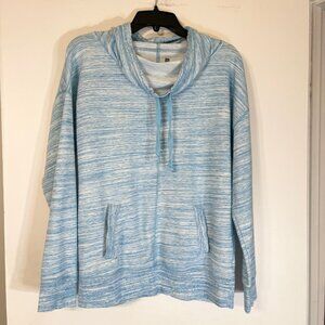 Xersion Women's Aqua Blue/White Pullover Hoodie Size Medium